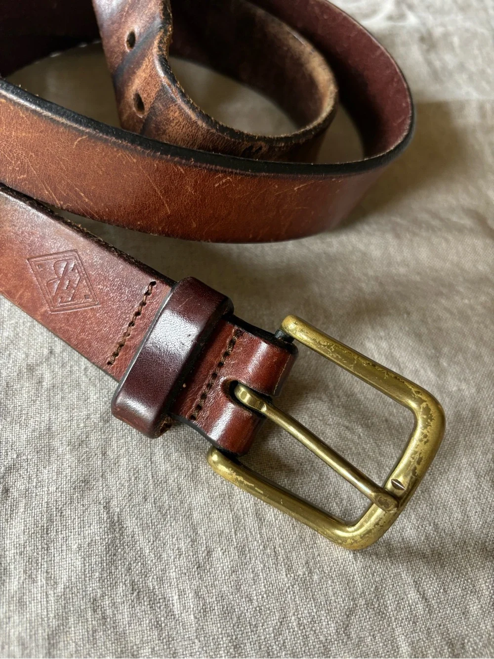 Vintage Eddie Bauer Leather and Brass Belt